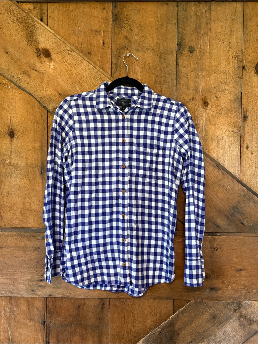 J. Crew Blue & White Gingham Button-Down Shirt